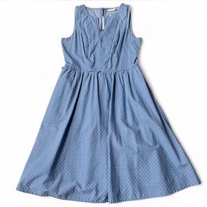 New York & Company Blue Polka Dot Womens Small